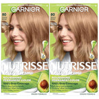 Garnier Hair Color Nutrisse Nourishing Creme, 80 Medium Natural Blonde (Butternut) Permanent Hair Dye, 2 Count (Packaging May Vary)