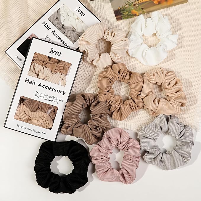 8 Hair Scrunchies for Women - Hair Ties No Damage Both for Thick Hair or Thin Hair Curl Hair No Crease Scrunchies Ponytail Holder No Hurt Your Hair