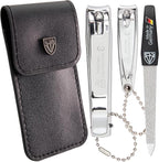 3 Swords Germany – Brand Quality fingernail & toenail Clipper, Manicure, Pedicure Nail Care by with Metal Nail File and case, Silver Color Edition