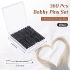 Bobby Pins - 360 Pcs, 2 Inch Premium, Secure Hold, Black Bobby Pins for Kids, Girls & Women