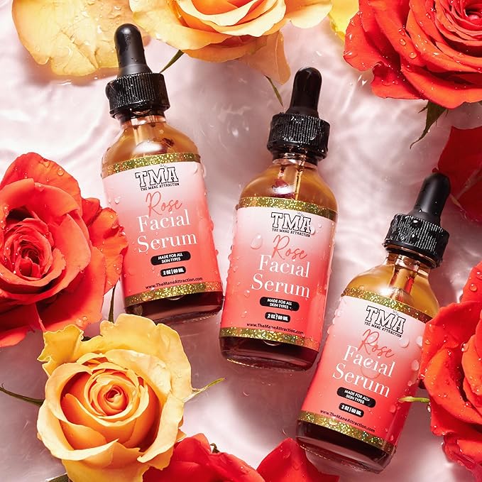 The Mane Attraction Rose Facial Serum – 2oz | Hydrating Rosehip Oil for Face | Brightening Oil for Dry Skin, Hyperpigmentation, Acne & Sensitive Skin | Plant-Based, Fragrance-Free
