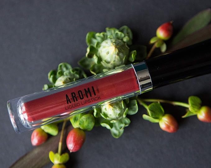Aromi Maroon Matte Liquid Lipstick | Dark Red, Bordeaux Lip Color with Warm Undertones, Vegan, Cruelty-free, Long-wear, Waterproof, Handmade (Rich Rosewood)