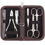 3 Swords Germany - brand quality 6 piece manicure pedicure grooming kit set for professional finger & toe nail care scissors clipper genuine leather case in gift box, Made in Solingen Germany (03652)