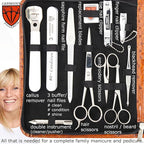 3 Swords Germany - Brand Quality 23 Piece Manicure Pedicure Grooming kit Set for Professional Finger & Toe Nail Care Tweezers File Clipper Fashion Leather case in Gift Box, Made by 3 Swords (7452)