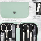 3 Swords Germany - brand quality 8 piece manicure pedicure grooming kit set synthetic leather case mint - Made in Germany
