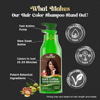 Herbishh Hair Color Shampoo for Gray Magic Dye Colors in Minutes Long Lasting 500ml 3-In-1 Color Ammonia-Free (Dark Coffee)