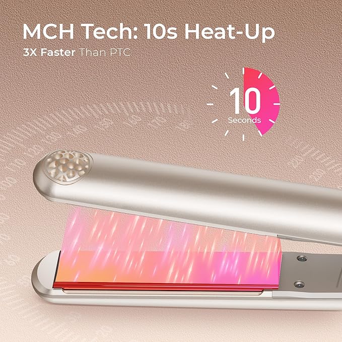 TYMO Flat Iron Hair Straightener - Titanium Hair Straighteners for Women, 1 Inch Professional Travel Flat Iron, Portable Straightener and Curlers with 10s Heat Up, 32 Temp, Dual Voltage & LED Display