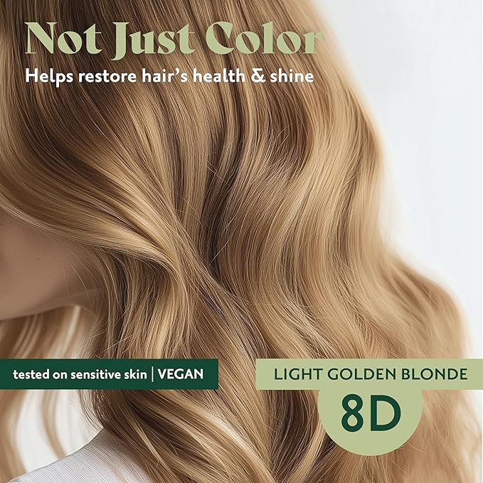 Herbatint Permanent Hair Dye For Women - 8D Light Golden Blonde - For Up To 100% Gray Coverage of Resistant Gray Hair - Ammonia-Free, Alcohol-Free & Vegan - Salon Influenced Hair color 5.75 fl oz