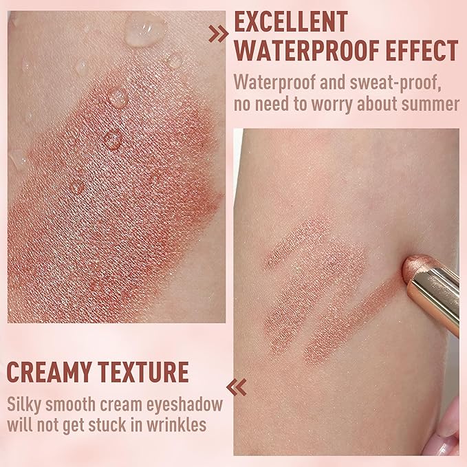 FV Cream Shimmer Eyeshadow Stick，Long Lasting & Waterproof, Multi-Use & High Pigment Eyeshadow Makeup Stick (Rose Shimmer)