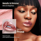 Nude Pink Lipsticks for Women Metallic Lipstick Long Lasting Non Stick Cup Lip Gloss, Shimmer Lightweight Hydrating Full Coverage Lip Color, DP106 Prose