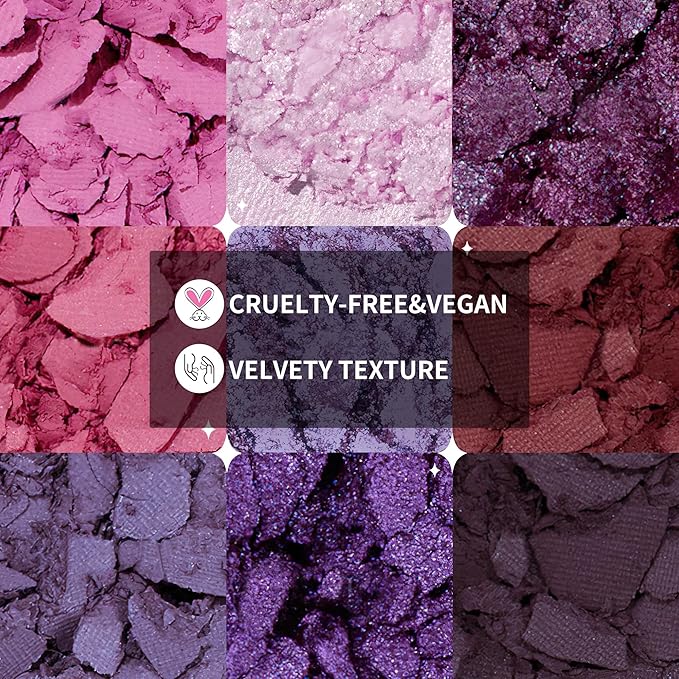 docolor Eyeshadow 9 Colors Purple Eyeshadow Palette High Pigmented Blendable Matte & Glitter Shimmer Finishes, Long Lasting Mauve Eye Makeup for Christmas Party Music Festivals