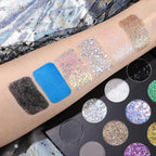 UCANBE Glitter Eyeshadow Makeup Palette - 12 Face Body Chunky & Fine Pressed Glitter + 4 Eye Shadow Powder Make Up Pallet for Theater Party Cosplay Halloween Christmas, Highly Pigmented Ultra Shimmer