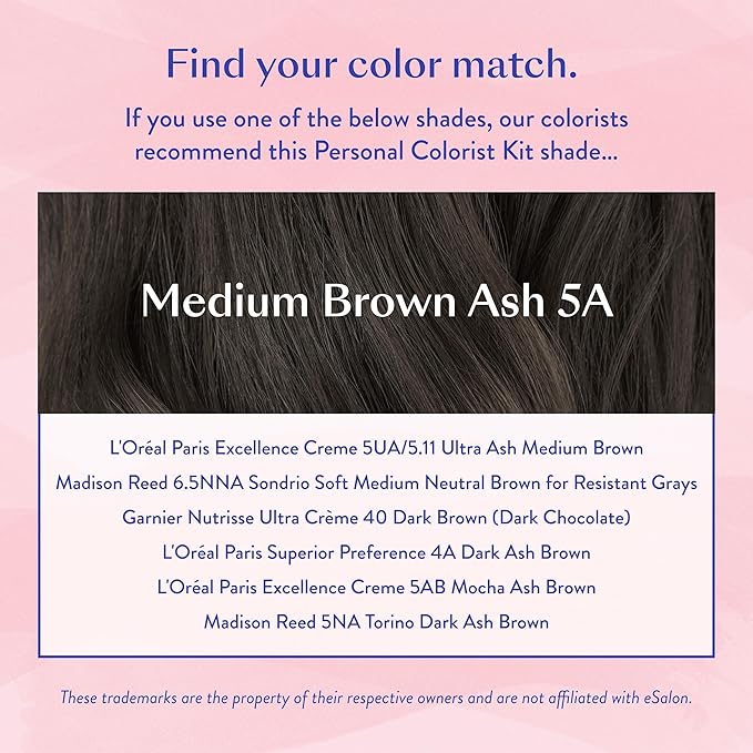 eSalon Permanent Hair Color Kit - Medium Brown Ash - Professional-Grade Ammonia-Free Dye for Up To 100% Gray Coverage on All Hair Types