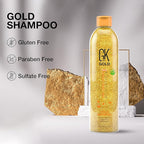 GK HAIR Global Keratin Gold Shampoo (8.5 Fl Oz/250ml) Hair Moisturizing Shine and Protection With Argan Oil, Shea Butter, Natural Oils All Hair Types