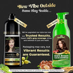 Herbishh Hair Color Shampoo - Magic Dye for Gray Hair, Lasting Color in Minutes - 500 Ml, 3-In-1, Ammonia-Free (Dark Brown)