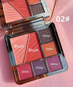 All-in-One Eyeshadow Palette, 7 Colors Eye Shadow Palette, Glitter, Matte, Shimmer Eyeshadows, Blush, Highlighter Contour Makeup Palettes, Highly Pigmented Waterproof Long Lasting. (Color 2)