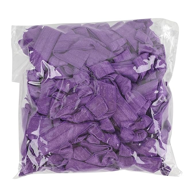 MEEDEE 100 Pack Purple Hair Ties For Women Purple No Crease Hair Ties No Damage Pony Tails Hair Ribbon Ouchless Elastic Knotted Hair Ribbon Yoga Hair Ribbons Elastic Bracelets