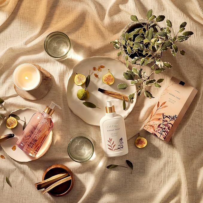 Thymes Moisturizing Body Wash with Pump - Body Soap - Bath Products - Skin Care - Liquid Soap with Notes of Warm Palo Santo Wood, Soft Amber, & Clary Sage (Sienna Sage, 9.25 fl oz)