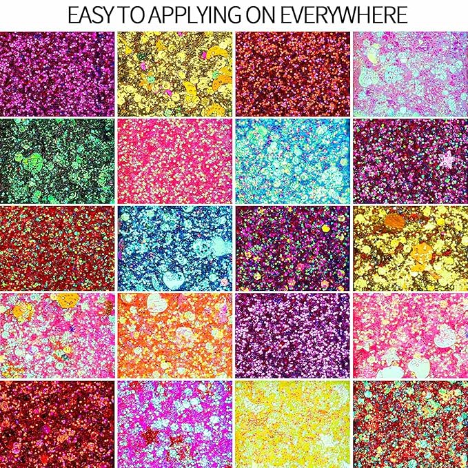 FANDAMEI 40 Colors Face Glitter, Face Paint Glitter Gel - Face Glitter for Women Girls, No Glue Needed, Multi-Purpose Glitter Makeup for Hair Face Body Halloween Rave Carnival