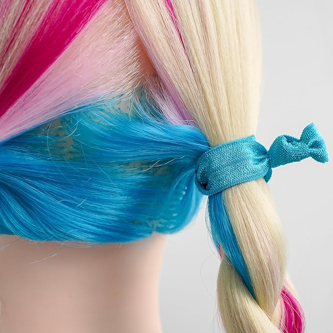 MEEDEE Teal Blue No Crease Soft Knotted Hair Ties - 100 Pack Ouchless Yoga & Pony Tail Bracelets for Women