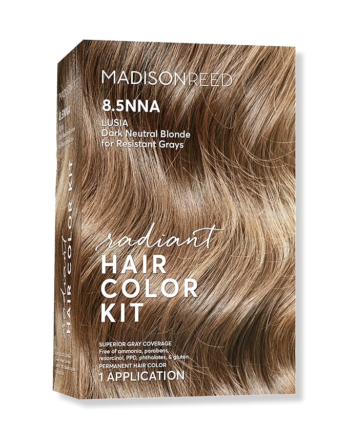 Madison Reed Radiant Hair Color Kit - 8.5NNA Dark Neutral Blonde (Lusia Blonde), 100% Gray Hair Coverage Permanent Hair Dye for Resistant Grays | PPD-Free & Ammonia-Free, 1 Pack