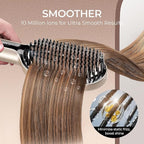 TYMO Hair Straightener Brush - Upgraded Ionic Plus Straightening Brush with Dense Bristles, 16 Temps, Dual Voltage | Ceramic Hot Comb for Women | Flat Iron for Thick Curly Hair, Gold