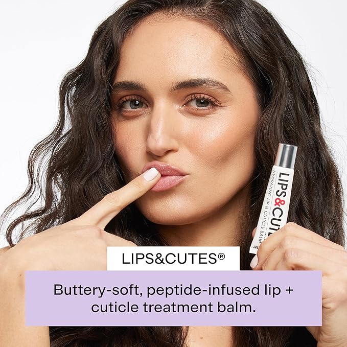 CLEARSTEM LIPS&CUTES Lip Balm & Cuticle Care - Multi-Tasking Hydrating Balm with Peptides, Vitamin E & Green Tea - Lip Care Products & Cuticle Balm Essentials for Daily Soothing & Nourishing Routine