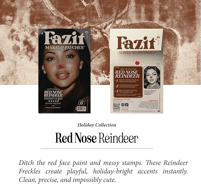 Fazit Makeup Patches - Red Nose Speckles - Glow Up Make-Up Patches - Cute Glitter Makeup Accessories for Women - Cosmetic Glitter for Face