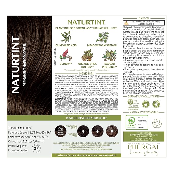 Naturtint 4G Golden Chestnut Permanent Hair Color (Pack of 1), Ammonia Free, Vegan, Cruelty Free, up to 100% Gray Coverage, Long Lasting Results (Packaging may vary)