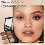 Eyebrow Powder，Eyebrow Kit Makeup Palette，3 Colors Eye Brow Powder With Mirror&Brow Brush for Women，LongLasting，Waterproof，Fill & Sculpt，Defined Natural Brows，Friendly Compact，Dark/light Brown 02