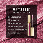 Burgundy Lipsticks for Women Metallic Lipstick Long Lasting Non Stick Cup Lip Gloss, Shimmer Lightweight Hydrating Full Coverage Lip Color, DP107 Wild Girl