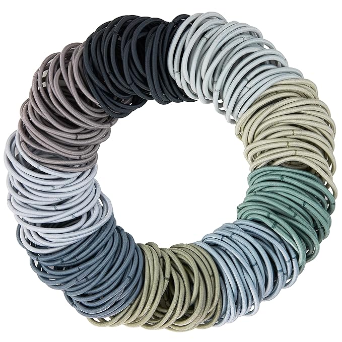 Expressions 216-Piece Hair Ties, 4mm Gray Shades Elastic Bands, Durable, Clasp-Free, Comfort-Fit for All Hair Types, Women and Men