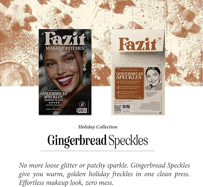 Fazit Makeup Patches - Gingerbread Speckles - Glow Up Make-Up Patches - Cute Glitter Makeup Accessories for Women - Cosmetic Glitter for Face