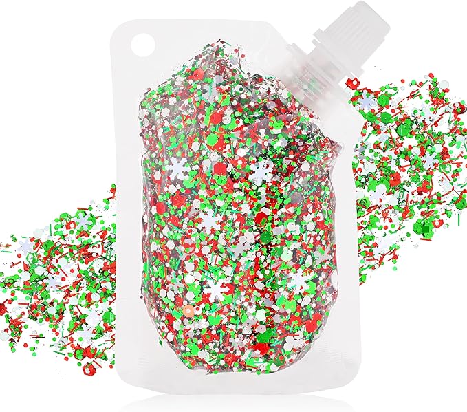 MEICOLY Christmas Face Glitter,Christmas Hair Glitter for Kids and Women,Stocking Stuffers Gifts,Sparkle Chunky Christmas Makeup,Red Silver Green Body Glitter for Party Rave Festival