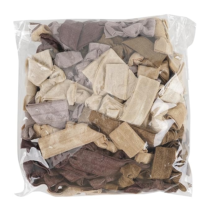 MEEDEE 100 Pack Neutral Tone Hair Ties For Women No Crease Soft Elastic Ribbon No Damage Neutral Tone Hair Ties Knotted Ouchless Hair Ribbon Yoga Hair Ribbons Elastic Bracelets