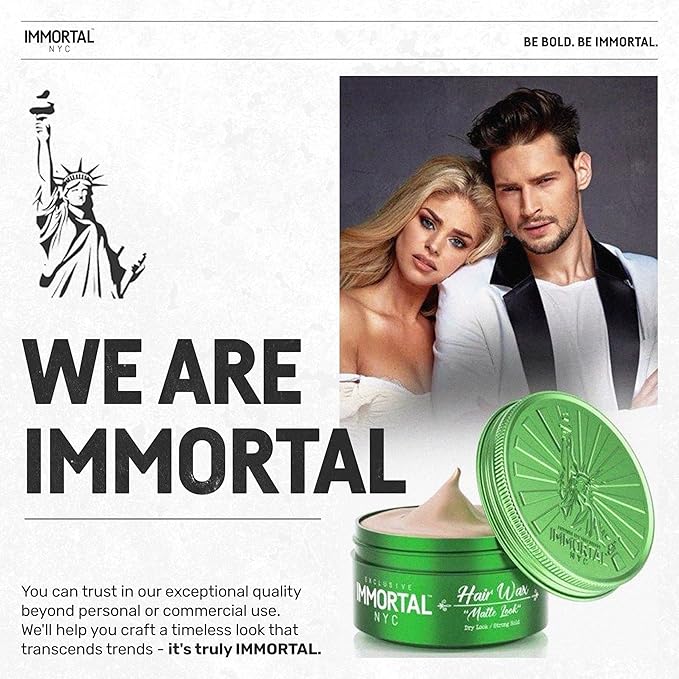 Immortal NYC Matte Look Hair Wax, 1, Provides strong hold, matte finish, natural look, extra volume, all-day control, and washes out easily.