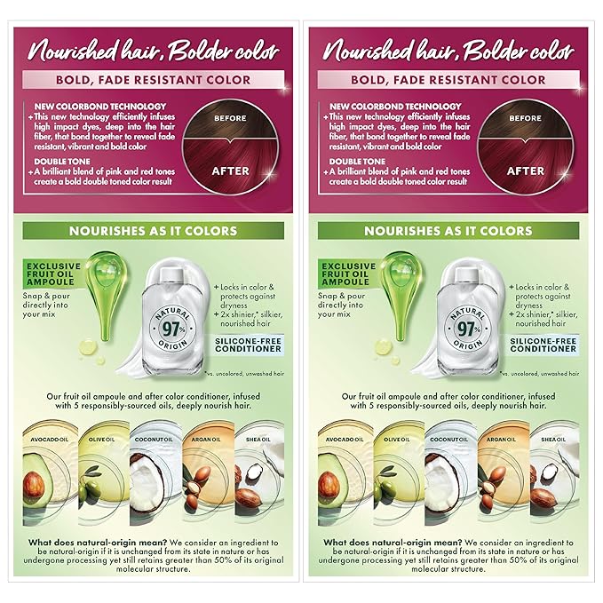 Garnier Hair Color Nutrisse Ultra Color Nourishing Creme, RP1 Dark Intense Pink Red (Cherry Flamingo) Permanent Hair Dye, 2 Count (Packaging May Vary)