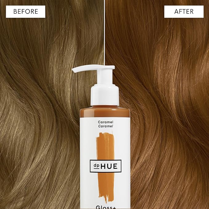 dpHUE Gloss+, Caramel - Conditioning Semi-Permanent Gloss - For Dark Blonde & Light Brown Hair with Golden Tones - Lasts Up to 8 Washes - Vegan, Leaping Bunny Certified - 6.5 oz (8-12 Applications)