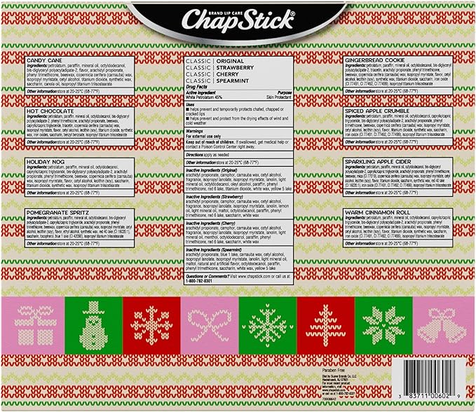 ChapStick Advent Calendar 2025 – Cozy Countdown to Christmas, Variety 12-Pack Lip Balm Gift Set, Holiday Gifts for Women, Men, Teens, Coworkers, Grandpa & Grandma Gifts, 0.15 Oz Ea