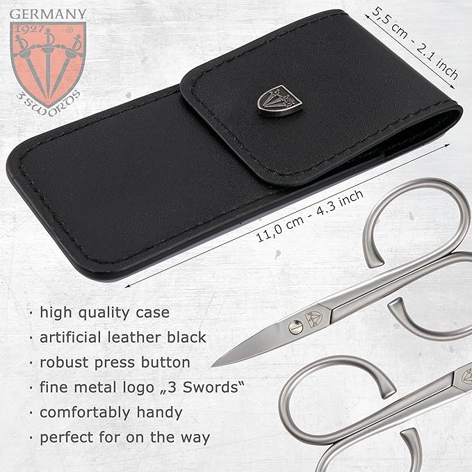 3 Swords Germany Solingen - brand quality STAINLESS STEEL INOX CURVED NAIL SCISSORS - STRONG SCISSORS FOR STRONG PEOPLE with case by 3 Swords Germany