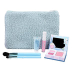 Petite 'n Pretty Sparkle Storm Makeup Gift Set for Kids, Tweens and Teens - Cool Vibes Eye & Cheek Palette, Brushes, 10K Shine Lip Gloss, Sparkly Ever After All Over Glitter in Blue Sherpa Bag