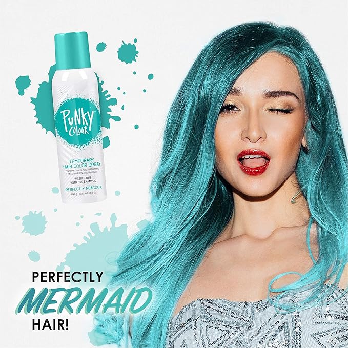 Punky Brand Punky Pastel Temporary Hair Color Spray, Perfectly Peacock, 7 Ounce, 2-Pack