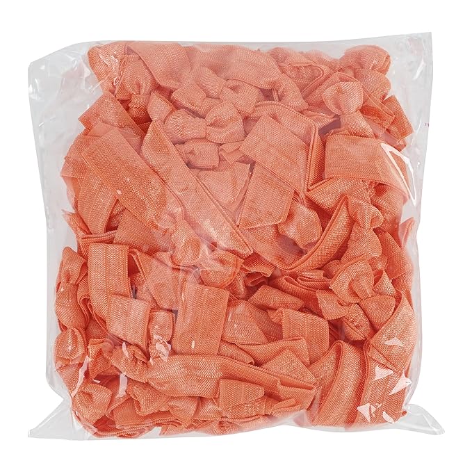 MEEDEE 100 Pack Orange Hair Ties For Women No Crease Soft Elastic Ribbon No Damage Orange Hair Ties Knotted Ouchless Hair Ribbon Yoga Hair Ribbons Elastic Bracelets