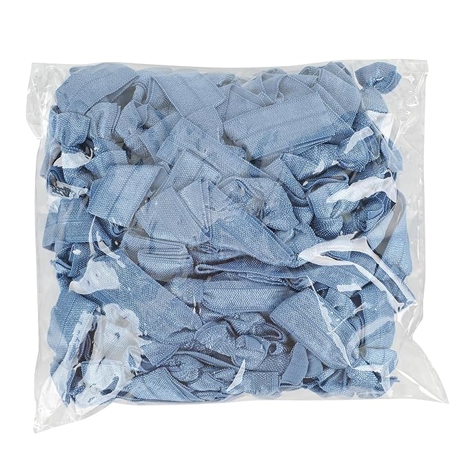 MEEDEE 100 Pack Smoke Blue Hair Ties For Women Blue No Crease Knotted Hair Ties Soft No Damage Elastic Hair Ribbon Ouchless Yoga Elastic Bracelets