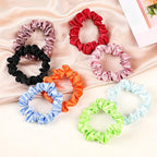 Satin Silk Hair Ties Small Scrunchies for Women Girls Ponytail Holders 20 Pcs Mini Bulk Scrunchies Elastic Hair Bands for Thick Curly Hair Pony Tails Hair Ties