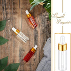 200 Pcs Mini Glass Oil Dropper Bottle Bulk, Clear Essential Small Empty Bottles Sample Containers Perfume Liquid Vials with Cap for Traveling (5 ml,Gold)