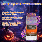 MEICOLY Black Purple and Orange Face Glitter Stick,Halloween Hair Glitter Stick for Women,Sparkle Chunky Body Glitter Makeup for Party Festival