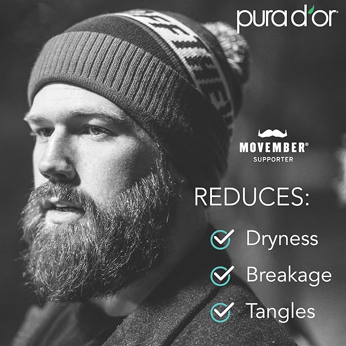 PURA D'OR 8 Oz Thickening Beard Wash - Biotin & Castor Oil Formula with Rosemary - Helps Enhance Moisture, Thickness & Shine, Helps Reduces Dryness & Breakage - For Men