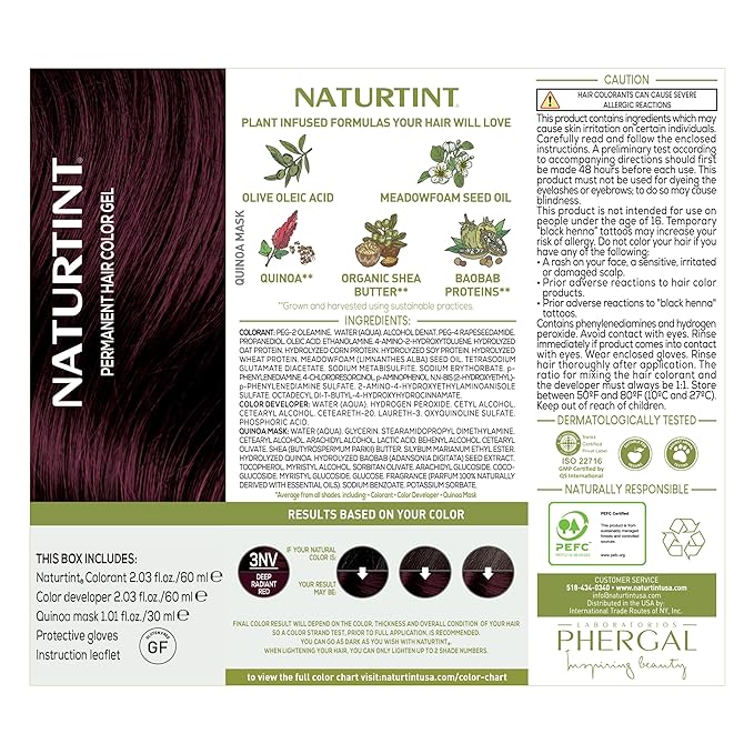 Naturtint 3NV Radiant Red Permanent Hair Color (Pack of 1), Ammonia Free, Vegan, Cruelty Free, up to 100% Gray Coverage, Long Lasting Results (Packaging may vary)