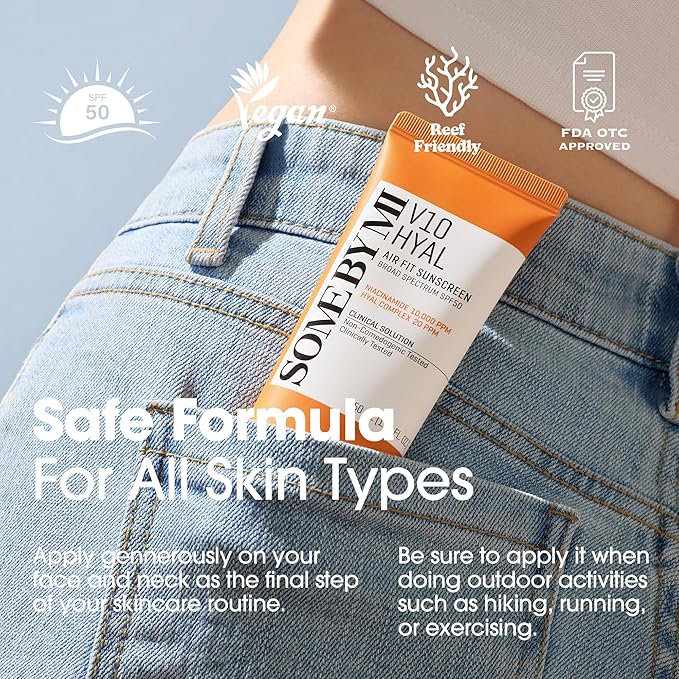SOME BY MI V10 Hyal Air Fit Sunscreen SPF 50 – 1.69oz, 50ml – Korean Centella Sunscreen for Face with UV Protection – Non-Greasy, No White Cast, No Eye Irritation for Sensitive Skin – Korean Skin Care